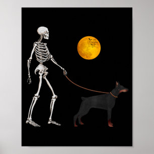 Affiche Costume d'Halloween Chien Doberman Squelette March