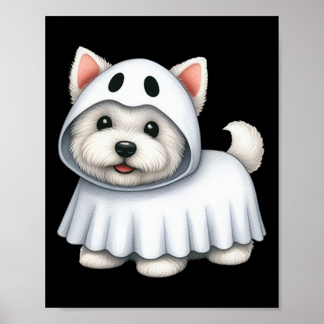 Affiche Costume d'Halloween Chien Ghost West Highland Terr (Devant)