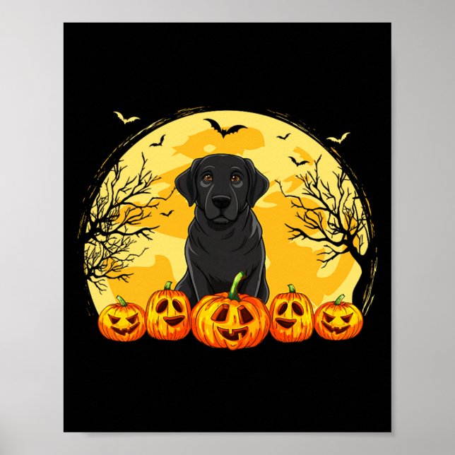 Affiche Costume d'Halloween citrouilles chien Labrador noi (Devant)