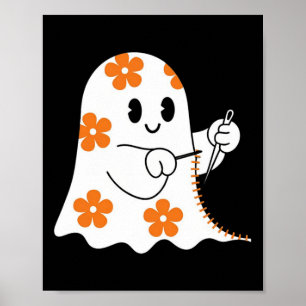 Affiche Costume d'Halloween Coudre Fantôme Boo Drôle Coudr