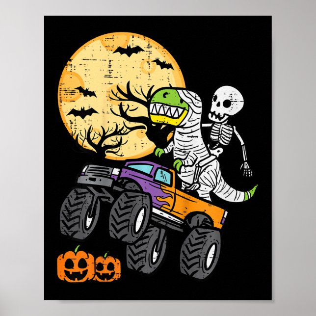 Affiche Costume d'Halloween de camion monstre Dino squelet (Devant)