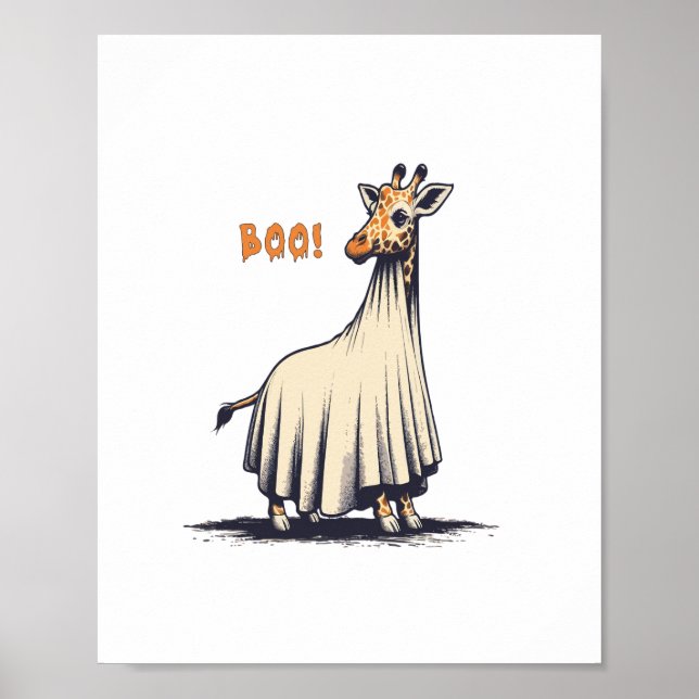Affiche Costume d'Halloween de girafe mignon Boo pour amat (Devant)