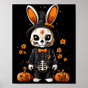 Affiche Costume d'Halloween de lapin squelette effrayant