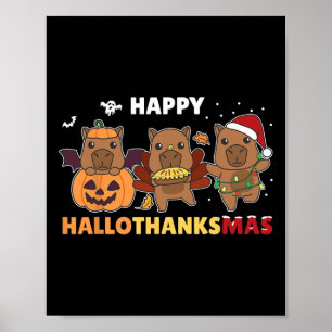 Affiche Costume d'Halloween de Noël Capybara Happy Halloth