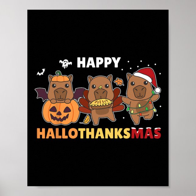 Affiche Costume d'Halloween de Noël Capybara Happy Halloth (Devant)