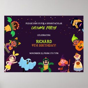 Affiche Costume d'Halloween mignonne Fête d'Anniversaire m