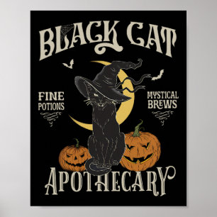 Affiche Costume d'Halloween rétrograde Chat noir Salem Apo