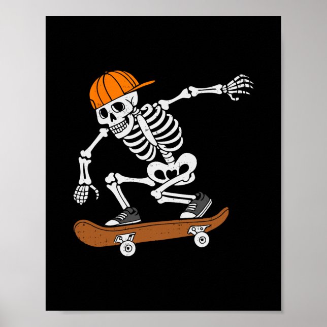 Affiche Costume d'Halloween skateboard squelette faisant d (Devant)