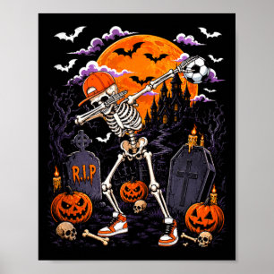 Affiche Costume d'Halloween squelette dabbing joueur de fo