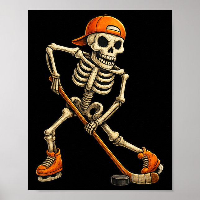 Affiche Costume d'Halloween squelette de hockey sur glace  (Devant)