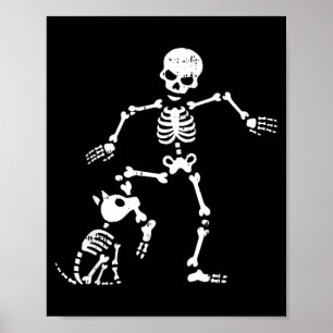 Affiche Costume d'Halloween squelette et chien drôle crâne