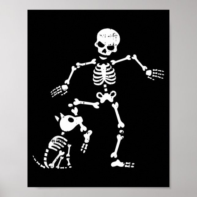 Affiche Costume d'Halloween squelette et chien drôle crâne (Devant)