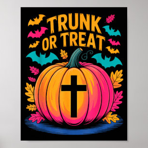 Affiche Costume d'Halloween Trunk Or Treat Citrouille Chré