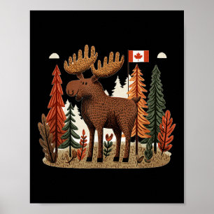 Affiche Costume d'orignal patriotique avec drapeau du Cana