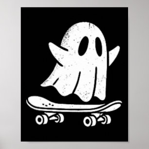 Affiche Costume drôle de fantôme en skateboard paresseux p