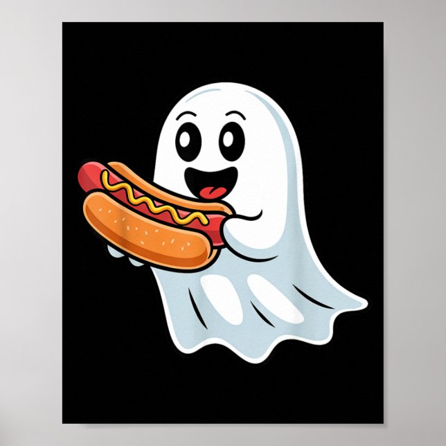 Affiche Costume fantôme de Boo mangeant un hot dog Hallowe (Devant)