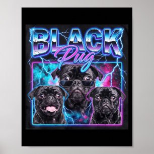 Affiche Costume Garçons Filles Pug Noir Drôle Mème Rétro 9