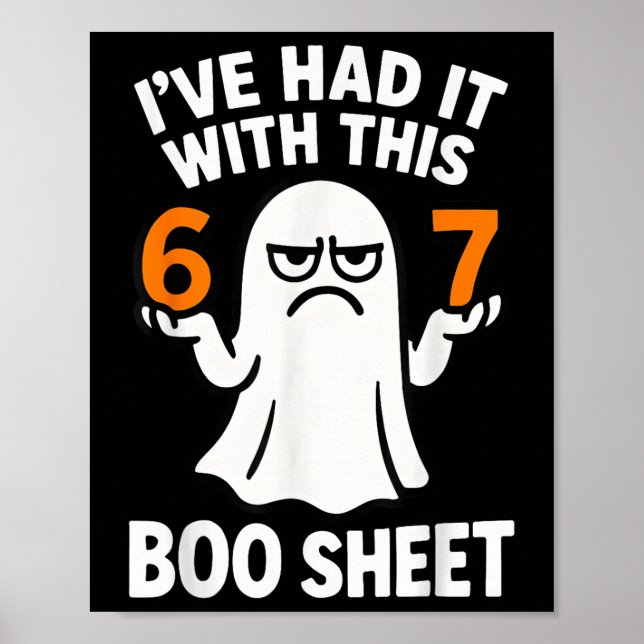 Affiche Costume Halloween 67 Meme 6 7 Drôle Feuille de Boo (Devant)