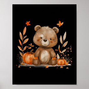 Affiche Costume Halloween Cute Bear Feuilles d'automne Cit