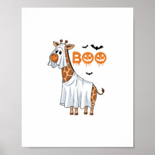 Affiche Costume Halloween de girafe mignon Boo Amoureux de