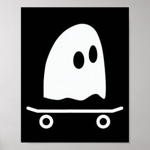 Affiche Costume Halloween fantôme skateboard paresseux drô