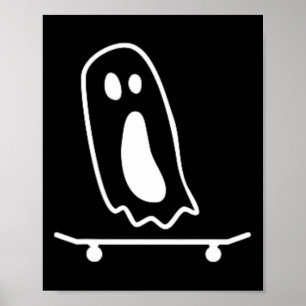 Affiche Costume Halloween paresseux skateboard fantôme drô