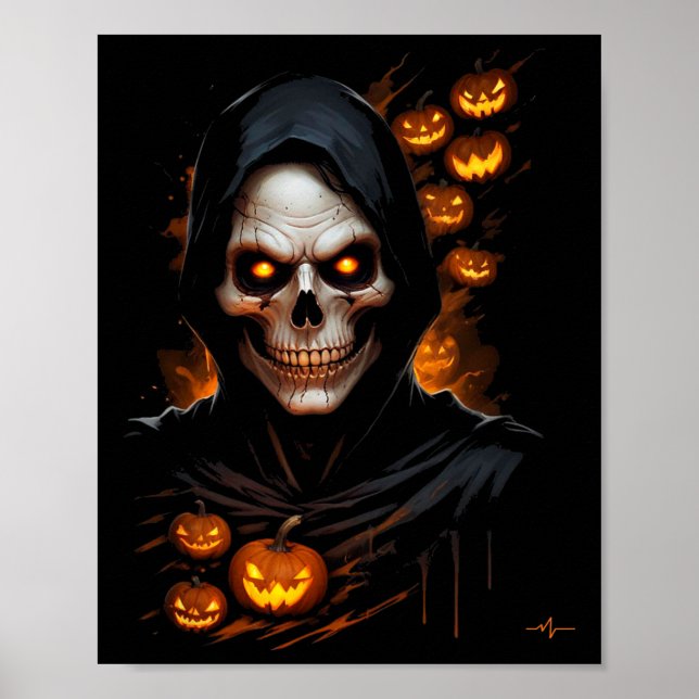 Affiche Costume Halloween visage effrayant T-shir (Devant)