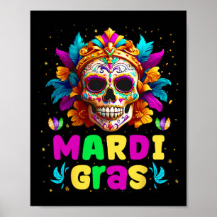 Affiche Costume Jester Crâne super Mardi Gras Men W