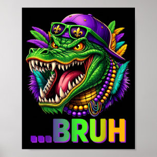 Affiche Costume Mardi Gras Alligator Bruh Hommes Femmes En