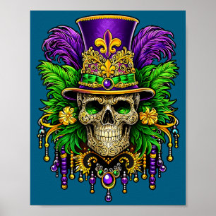 Affiche Costume mardi gras crâne de sucre fête carnaval ho