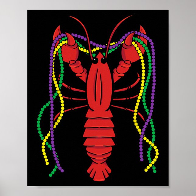 Affiche Costume Mardi Gras Crawfish Carnival Crayon fish C (Devant)