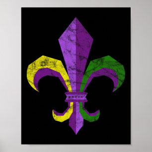 Affiche Costume Mardi Gras - Fleur De Lis Vintage