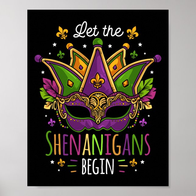 Affiche Costume Mardi Gras Laissez Les Shenanigans Commenc (Devant)