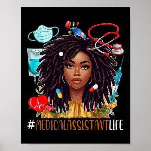 Affiche Costume Médicale Istant Afro Femme Fier Poing Noir