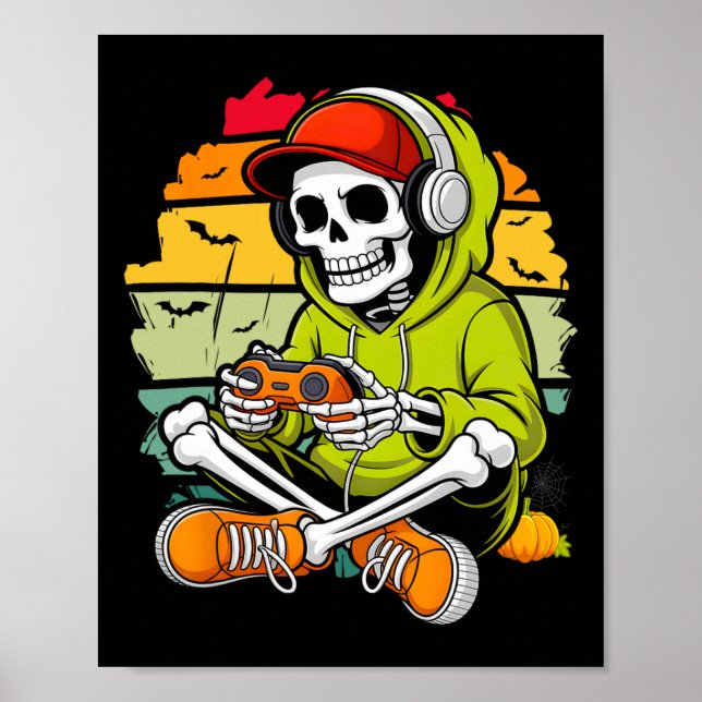Affiche Costume squelette de gamer paresseux pour Hallowee (Devant)