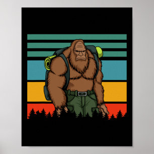 Affiche Costume Vintage Retro Bigfoot Randonnée Famille Co