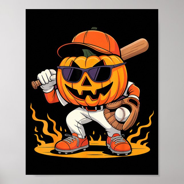 Affiche Costumes d'Halloween de baseball effrayants pour h (Devant)