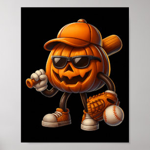 Affiche Costumes d'Halloween de baseball Jack-o'-lantern é