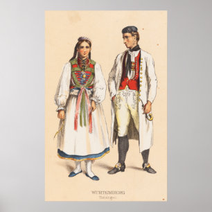 Affiche Costumes ruraux allemands - Wurtemberg Betzinger