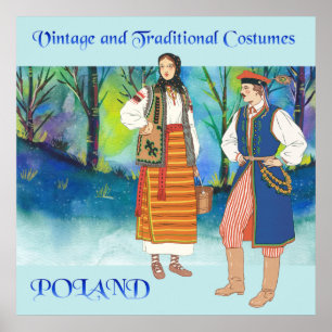 Affiche Costumes vintages et traditionnels de la Pologne