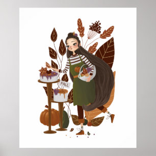 Affiche Cosy Automne Boulangerie d'automne tiré main