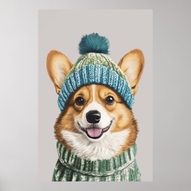 Affiche Cosy Corgi en hiver (Devant)