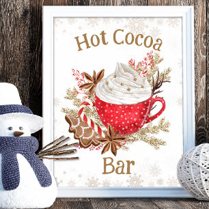 Affiche Cosy Winter Hot Cocoa Bar Cookies Noël