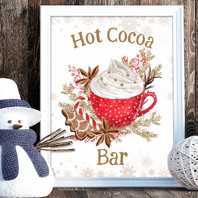 Affiche Cosy Winter Hot Cocoa Bar Cookies Noël (Créateur téléchargé)