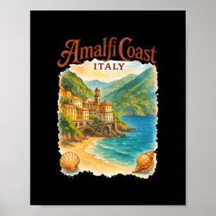 Affiche Côte amalfitaine Italie Plage de coquillages Vacan