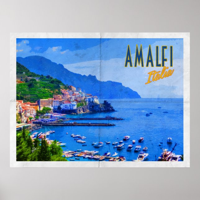 Affiche Côte amalfitaine Voyages Rétro (Devant)