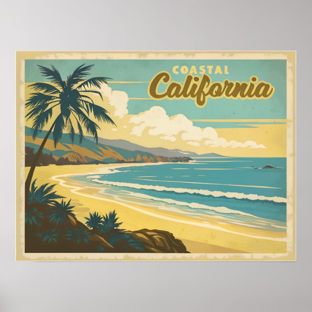 Affiche Côte Californie Vintage (Devant)