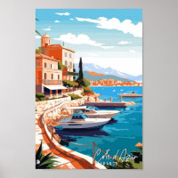 Côte d Azur France Illustration de voyage Art vint