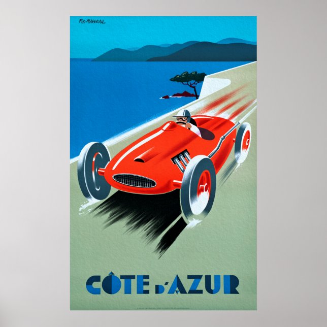 Affiche Cote d' Azur, French Rivera - Vintage Racing Poste (Devant)