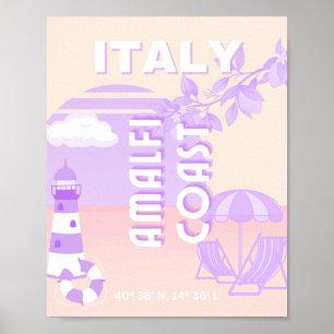 Affiche Côte d'Amalfi, Art du voyage, Voyage à Preppy, Pas